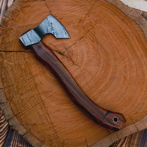 Premium Forged Durable OEM Factory Supply Handmade Damascus Steel Tomahawk <b>Axe</b> Hatchet Ergonomic Rose Wood <b>Handle</b> Survival Use - Product Image 4