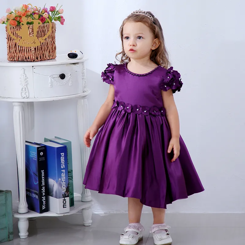 Nimble vestido roupa infantil para meninas, vestido de festa infantil roxo escuro vestido de noiva vestido de crianças