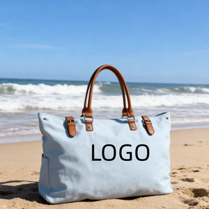 Factory Wholesale Customizable Reusable Large-capacity Fashion Travel <b>Beach</b> <b>Canvas</b> Tote Bag and Shoulder Bag - Product Image 3