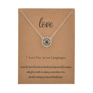 Heart <strong>Necklace</strong> 100 Languages Projection Pendant Jewelry <strong>for</strong> Mom <strong>Girlfriend</strong> Birthday Christmas Romantic Gifts - Product Image 2