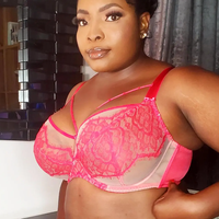 Soutien-Gorge Grande Taille Oem Afrique Rouge Galbé à Armatures Haute Qualité Bonnet Complet avec Décoration Cordon, Soutien-Gorge Transparent pour Femme Grande Taille