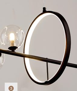 L35.5 in modernen runden Glaskugeln Kronleuchter Industrial Vintage Black Iron Esszimmer Pendel leuchte Nordic Handmade Long Light - Product Image 5