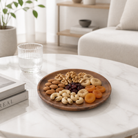 Natuurhouten fruitplateau - Ecologisch rond dienblad voor snacks & desserts - Duurzaam handgepolijst houten servies