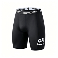 Shorts de sport pour homme à haute élasticité avec imprimé graffiti souriant, couleur noire, pour la gym, la course à pied, l'entraînement, coupe compressive, athlétique, ajusté