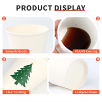 Gobelet à boisson chaude à paroi simple pour Noël, logo personnalisé imprimé, chapeau de Père Noël, papier kraft, jetable, 8 oz, cidre chaud à emporter, vente en gros