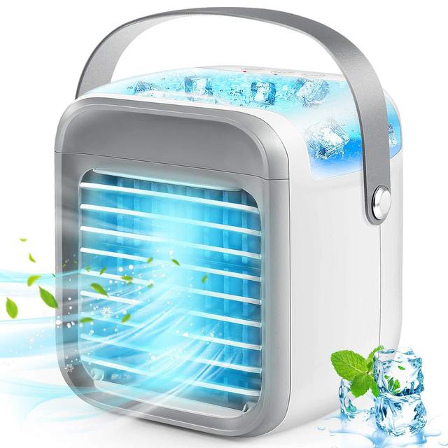 USB Water Cooling Fan Portable Desktop Cordless Personal Air Cooler with Handle for Home, Desk Fan Mini Air Cooler Fan for Home