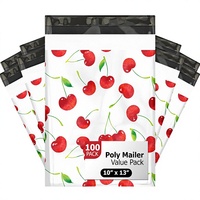 Enveloppes d'expédition imprimées de qualité supérieure, imperméables, auto-adhésives, résistantes aux déchirures, flexibles, 10x13 (100) Cerises Designer