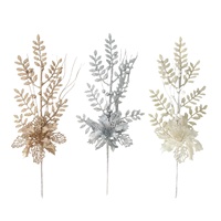 Branche artificielle de feuilles d'acacia dorées avec baies, 48 cm, en plastique, pour arbre de Noël, décoration florale de luxe pour les fêtes, décoration de Noël
