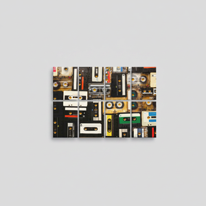 Toile d'art rétro avec cassette audio : Décoration murale pour salle de musique, lot de 4 toiles - Product Image 2