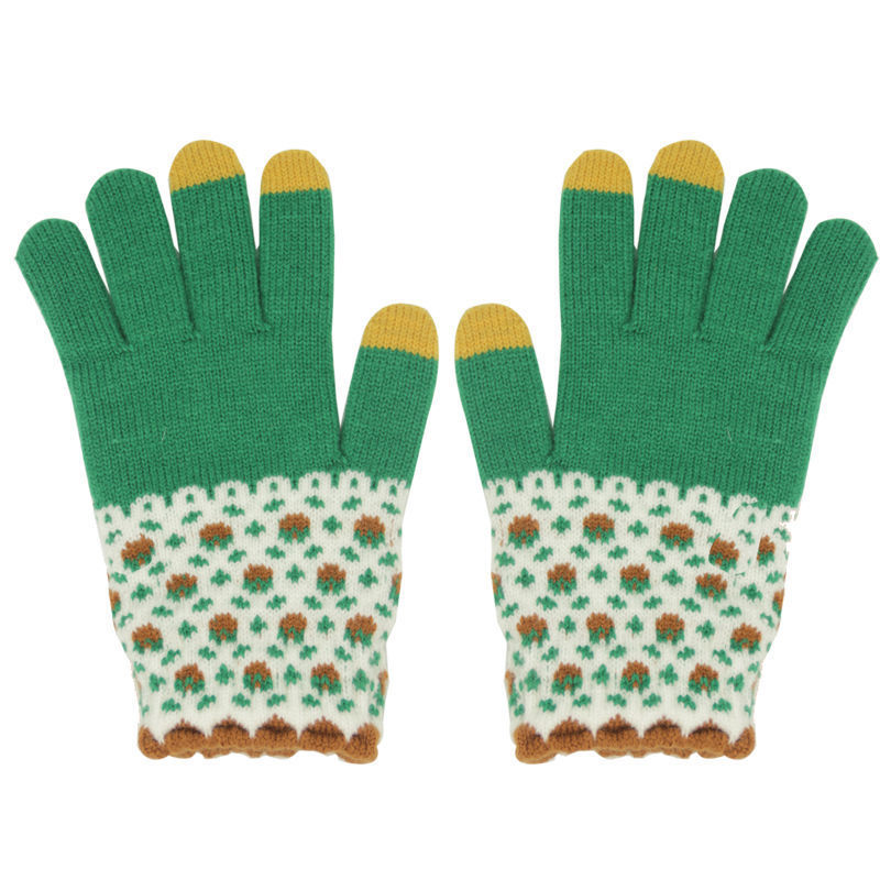 Модные милые шерстяные вязаные теплые перчатки с пятью пальцами в стиле ретро для женщин студенток девушек для спорта на открытом воздухе велоспорта сенсорных экранов
