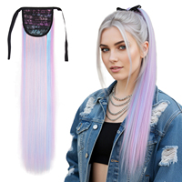 Long Fluffy Ombre Coloré Mélange Couleur 24 Pouces 100g Cheveux Synthétiques Maïs Ondulés Queue De Cheval Extensions