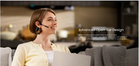 Shokz OpenComm2 UC 2025 Upgrade Headset Konduksi Tulang Loop120 USB-A Bluetooth Nirkabel Ganda Bersertifikasi Zoom