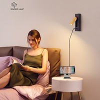 Lampe murale LED créative Win-Win pour chambre d'hôtel, style américain, applique de chevet pour chambre à coucher avec port de charge USB