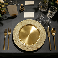 Assiette de Présentation Wojia 13 pouces en Plastique Doré Électroplaqué à Texture Granulée – Luxe Moderne pour Banquets et Traiteurs