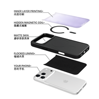 Coque de téléphone AG Feeling Black Edge avec motif à pois violet clair doré pour iPhone 17, 17 Pro Max, 16 Pro, 15 – Coque magnétique