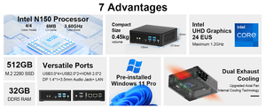 Nhỏ gọn <span class=keywords><strong>Mini</strong></span> PC Intel N150 USB 3.0 Type-C 16GB DDR5 NVMe RJ45 Ethernet <span class=keywords><strong>HD</strong></span>-MI 4k dp Máy tính để bàn máy tính win11 cho văn phòng - Product Image 6