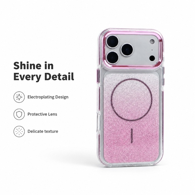 Shine Magnetic Phone Case for iPhone 17 Air 16 15 14 13 12 11 18 Pro Max C0052 Electroplating Design Phone Case