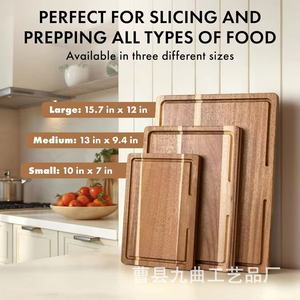 Acacia Cutting Boards 3 Piece <b>Set</b> Double Sided Design Kitchen Chopping Blocks With Storage Rack - Product Image 4