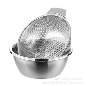 Thép không gỉ keranjang saringan lưới tốt ayak mencuci beras dày tròn Rau chao nhà bếp sử dụng Gio giat COM - Product Image 6