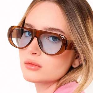 Lunettes de soleil rétro 2025 personnalisées avec logo, pour hommes et femmes, à monture large, protection UV400, style aviateur, dessus plat - Product Image 1