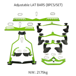 Ensemble de barres latérales Tellus 8 pièces en acier commercial pour salle de sport, accessoires noirs/verts/rouges, machine à câbles complète pour entraînement de force MB08C Tellu - Product Image 2