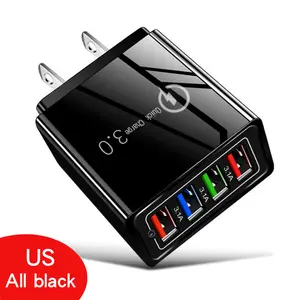 4 USB Quick Charge 5V 3.1A QC3.0 EU US UK USB Plug Mobile Phone Fast Charging Travel Wall Power Charger Adapter