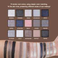 IMAGIC Großhandel Neue 15-Farben-Lidschattenpalette Rauchige Kühle Töne Hochpigmentiert Matt Schimmernd Glitzernd für Tiefes Augen-Make-up