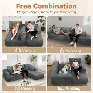 أريكة مودولار مخملية الأكثر مبيعًا مع مقعد من الفوم الذاكر معبأة بتفريغ الهواء لسهولة التركيب - Product Image 4