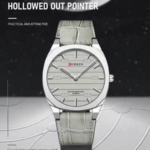 Montre à quartz CURREN 8480 pour homme, design minimaliste sans aiguille des secondes, bracelet en cuir léger et élégant - Product Image 3
