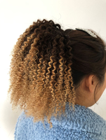 Brésilien brut Hilight Ombre #1B-4-27 Extension de queue de cheval avec cordon de serrage en cheveux humains Remy Afro-KC Human Hai Ponytails