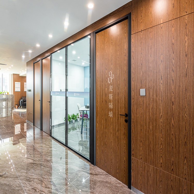 interior aluminum wood modern rotated partition