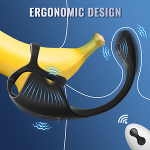 Nuovo Massaggiatore Prostatico Elettrico in Silicone Indossabile con Vibrazione e Anello Vibrante per Pene - Product Image 6