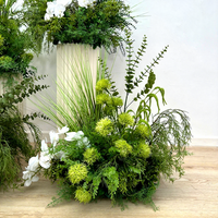 Ensemble de fleurs artificielles en soie durables faites à la main, style forêt, vert et blanc, pour décoration romantique rétro de mariage, allée, fête et extérieur
