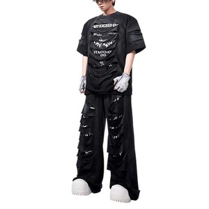 Finch May Tùy Chỉnh Đồ Họa Hai Lớp T-Shirt Boxy <span class=keywords><strong>Cutout</strong></span> Thiết Kế Tee Retro Cắt Và May Cổ Điển Rửa Nguyên Cạnh T-Shirt - Product Image 3