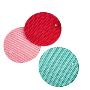 Heat Resistant Silicone Trivets Mat Non-Slip Round Hot Mats Kitchen Hot Pads Potholders For Hot Pots And Hot Pans