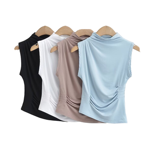 TAOP&ZA Débardeur sans manches tissé vintage pour femme avec accessoires foulard, respirant et écologique, Nouvelle collection Printemps 2026 - Product Image 1