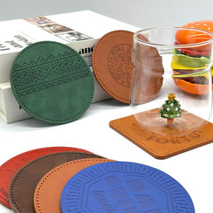 Personalized Custom <b>Table</b> <b>Placemats</b> High Quality Round Tea Cup coaster Home Decor Luxury Reusable PU Leather coaster THC-021 - Product Image 6