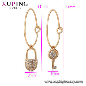 Xuping-pendientes de gota chapados en oro de 18k para mujer, aretes en forma de llavero, 99311 - Product Image 2