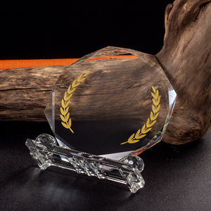 Honor of Crystal Octogone <span class=keywords><strong>Plaque</strong></span> en verre vierge Awards K9 Trophée en cristal personnalisé avec double base transparente - Product Image 4