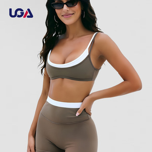 Quick Drying Custom Color Blocking Activewear Contrasting Layered Sports Bra