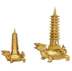 Feng Shui Statue Dragon Turtle Wenchang Pagoda Home Office Decoration Attract and Career Luck Education Tower Figurine Gift