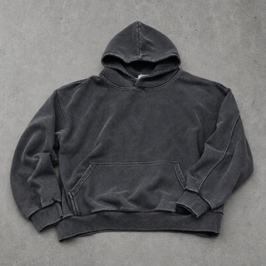 Hoodies <b>Men</b> Custom Logo 500 Gsm Heavyweight <b>Thick</b> Cropped Vintage Acid Wash Distressed Solid <b>Hoodie</b> - Product Image 1