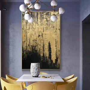 リビングルームの写真家の装飾キャンバス絵画ゴールドアクリル現代油絵ゴールド