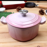 Panci Sup Enamel Cast Iron Motif Bunga Merah Muda Biru Ungu Berbentuk Hati Hadiah Valentine Peralatan Masak Kompatibel dengan Oven Induksi