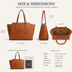 Bolso de Hombro de Cuero Vegano con Logotipo Grabado Personalizado, Gran Capacidad, Cierre Magnético - Product Image 5