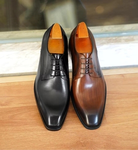Scarpe in Pelle Fatte a Mano, <span class=keywords><strong>Eleganti</strong></span> e Formali da <span class=keywords><strong>Uomo</strong></span>, con Punta Effetto Legno, Traspiranti e Allacciate - Product Image 3
