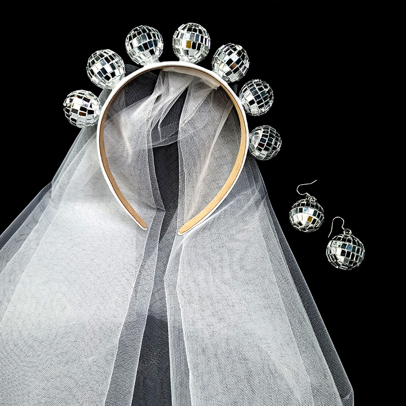 Bianco: fascia per capelli+velo+orecchino