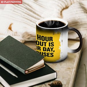Magic Color Changing Mug 11oz <b>Ceramic</b> Heat Activated Frosted Black Daily Drinking <b>Cup</b> - Product Image 2