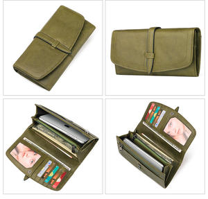 Portefeuille long en cuir Andong RFID pour femmes, en cuir de vache véritable, style vintage, avec fermeture éclair, pince à billets, portefeuille à fermeture éclair polyvalent - Product Image 3