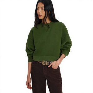 Sweat-shirt court décontracté en coton pour femmes, col rond, manches longues, vêtements streetwear tendance - Product Image 5